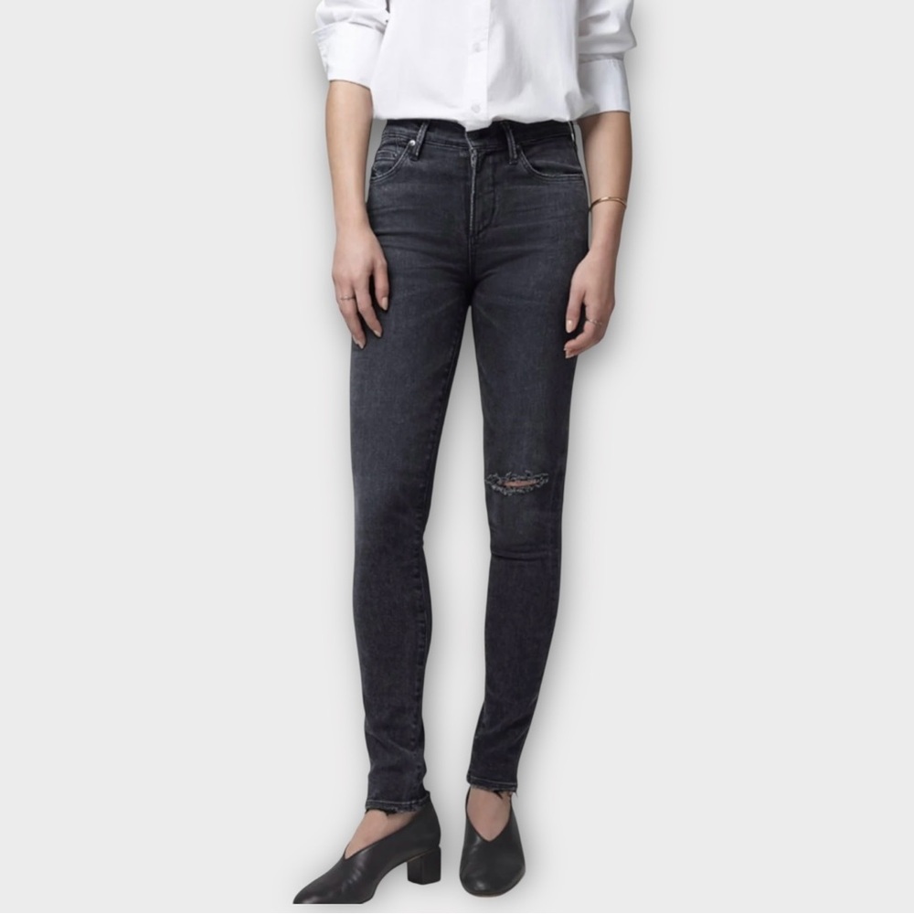 Citizensโ of Humanity Rocket High Rise Skinny Jean Distressed Washed Black SZ 27